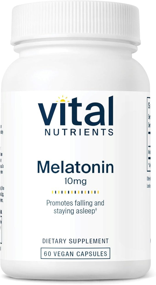 Vital Nutrients Melatonin 10mg | Vegan | Sleep Supplement to Support The Body's Natural Sleep Cycle* | Gluten, Dairy, Soy Free | 60 Capsules