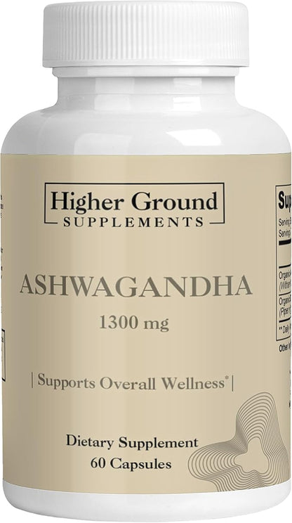 Ashwagandha with Black Pepper | Herbal Supplement for Stress Relief, Mood Enhancement, Immune System, Cognitive Function, Hormone Regulation | Cholesterol Levels | Non-GMO | Gluten-Free | 60 Capsules