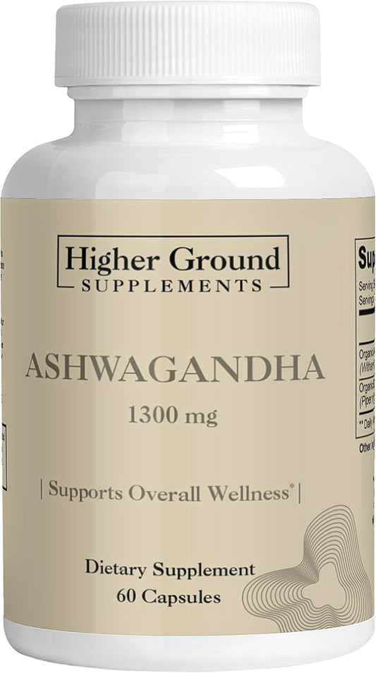 Ashwagandha with Black Pepper | Herbal Supplement for Stress Relief, Mood Enhancement, Immune System, Cognitive Function, Hormone Regulation | Cholesterol Levels | Non-GMO | Gluten-Free | 60 Capsules
