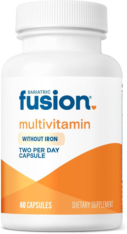 Bariatric Fusion Bariatric Multivitamin Without Iron | Post Bariatric Surgery Patients | Iron Free Bariatric Vitamin for Gastric Bypass and Sleeve Gastrectomy | 60 Capsules | 1 Month Supply