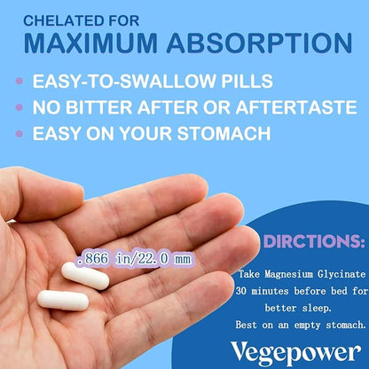 Magnesium Glycinate Supplements 1600mg - with Vitamin B6 & Zinc, Vitamin D3, Vegan Bisglycinate Magnesium for Sleep, Muscle, Bone Health, High Absorption, Gentle On Stomach, Non-GMO, 180 Caps