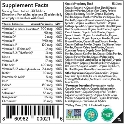 Movita Women’s Daily Multivitamin - Organic Fermented Whole Foods for Enhanced Energy, Immunity & Vitality - Vegan, Gluten-Free, Non-GMO - 30-Day Supply (Glass Bottle)