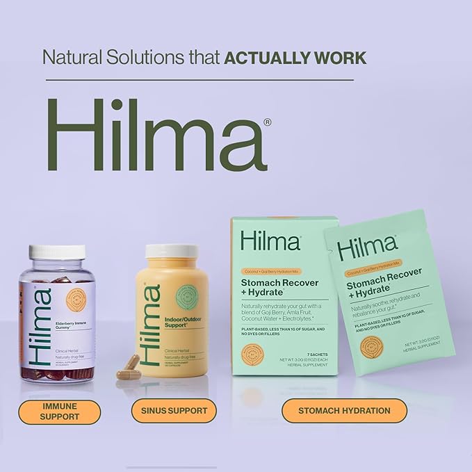 Hilma Elderberry Gummies Formulated with Vitamin C & Zinc, Natural, Vegan, Clinically Proven Ingredients, Immune Support Supplement Plus Antioxidants,Natural Berry Flavor (60 Gummies)