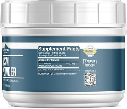 Earthborn Elements Methylsulfonylmethane (MSM) Powder, 1.5 lb, Non-GMO, Dietary Supplement