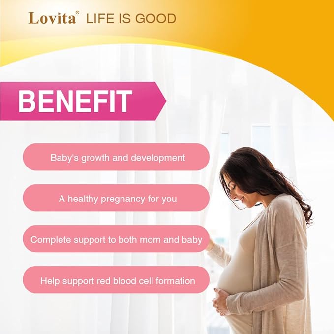 Lovita Prenatal Multivitamins - Comprehensive Nutrient Support for Before, During, and Post-Pregnancy - 180 Vegetarian Tablets