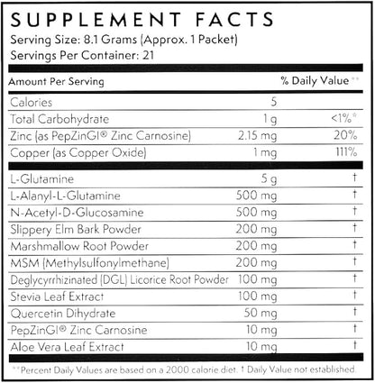 TERRA ORIGIN Healthy Gut Stick Packs, L-Glutamine, Slippery Elm, Aloe Vera, Licorice Root Extract, Gut Health, Digestive Support, Leaky Gut Repair, Immune Function, On-The-Go, 21 Ct, Berry