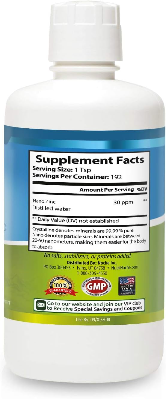 NutriNoche Pure Crystalline Liquid Zinc Supplement - 30 PPM - Colloidal Minerals
