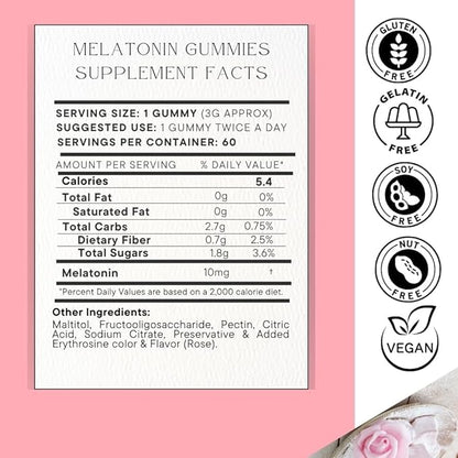 Melatonin Gummies, 60 Count, Supports Healthy Sleeps, Nighttime Solution to Enhance Sleep Quality Melatonin Gummies for Adults Vegetarian Without Gluten