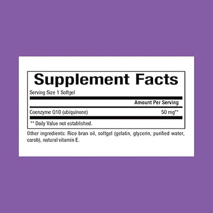 Natural Factors Coenzyme Q10 50 mg, Natural Coenzyme Q10 Supplement for Energy, Heart and Cognitive Support, 60 Softgels