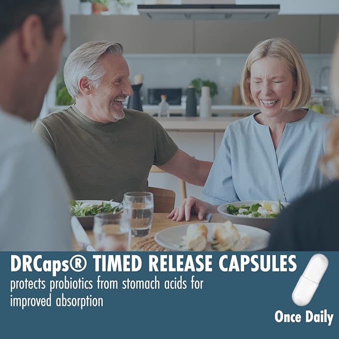 Life & Food Ultra Probiotic 50 Billion CFU w/Sunfiber Prebiotics - Once Daily Time Release Caps, Shelf Life Protection (60ct)