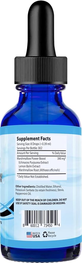 Absonutrix Marshmallow with Lemon Balm 390 mg, 4 Oz Liquid, 302 Servings, Made in USA, Quick Absorption, Quality Potent Ingredients, Non-GMO, GMP Certified, Cruelty-Free Products