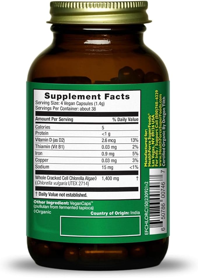 HealthForce SuperFoods Chlorella Manna - Capsule - 150 Vegan Capsules