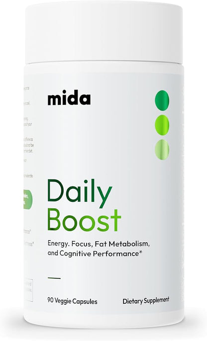 Daily Boost 3-in-1 Weight Loss, Energy, & Focus Support | 7-Keto DHEA (200mg) Thermogenic with Natural Caffeine, CoQ10, B12, Ginkgo Biloba, Ginseng, L-Theanine, Folate | 30 Servings