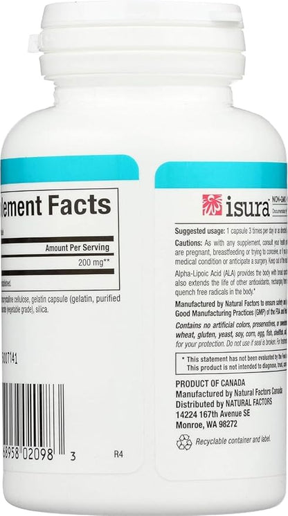 Natural Factors Alpha-lipoic Acid 200mg Capsules, 60-Count