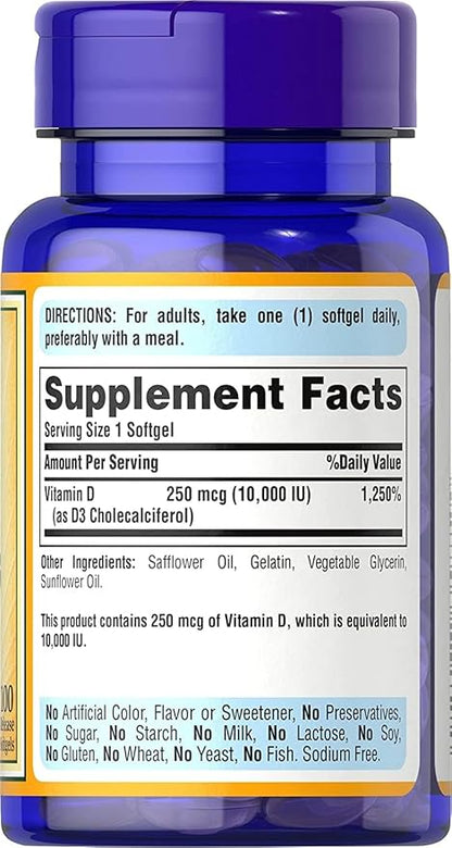 Puritan's Pride Vitamin D3 10,000 IU-100 Softgels
