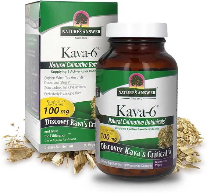 Nature's Answer Kava Root Powder 90 Capsules - Kava Powder for Mood & Stress Relief, Calming Support - Gluten Free, Vegan, Made in USA for Everyone