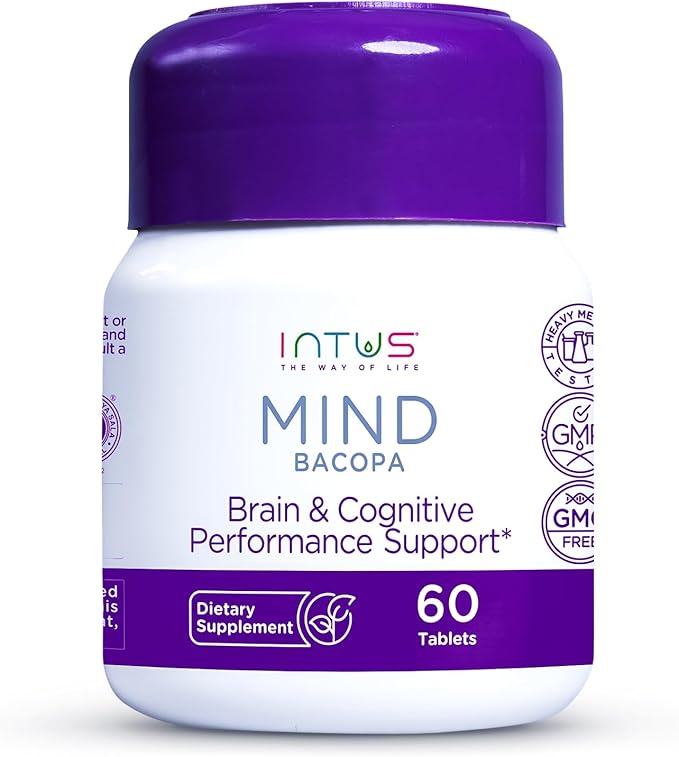 Intus Mind Bacopa – Ayurvedic Supplement with Brahmi Supports Cognitive Support & Mental Clarity – 60 Capsules