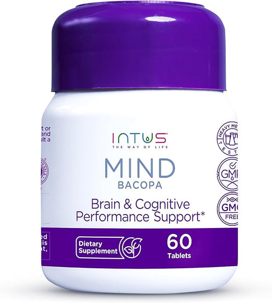 Intus Mind Bacopa – Ayurvedic Supplement with Brahmi Supports Cognitive Support & Mental Clarity – 60 Capsules