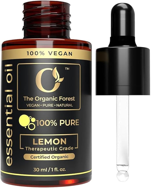100% Plant Based Lemon Essential Oil - Organic Lemon Oil for Skin, Diffuser & Cleaning | Natural Hair Care & Skin Care | Reduce Acne & Brightens Skin