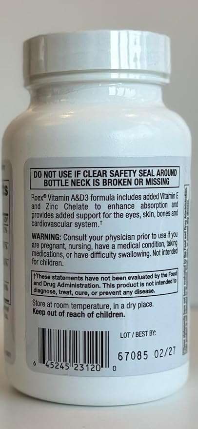 Roex Vitamin A and D Plus E Nutritional-Supplement, 120 Count