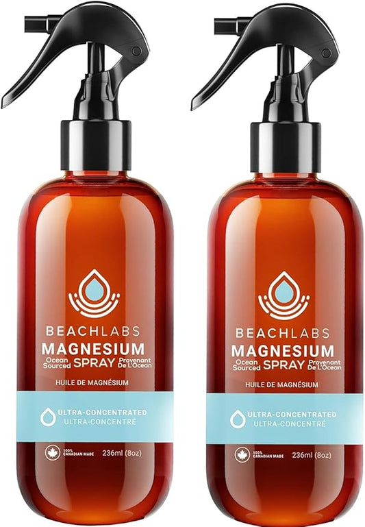 Magnesium Spray (2-Pack) - Ocean Sourced & 100% Canadian Made | Magnesium Oil for Feet and Body | Pure Concentrated Seawater with Synergistic Trace Minerals for Wellness | 237 ml (8 fl oz)