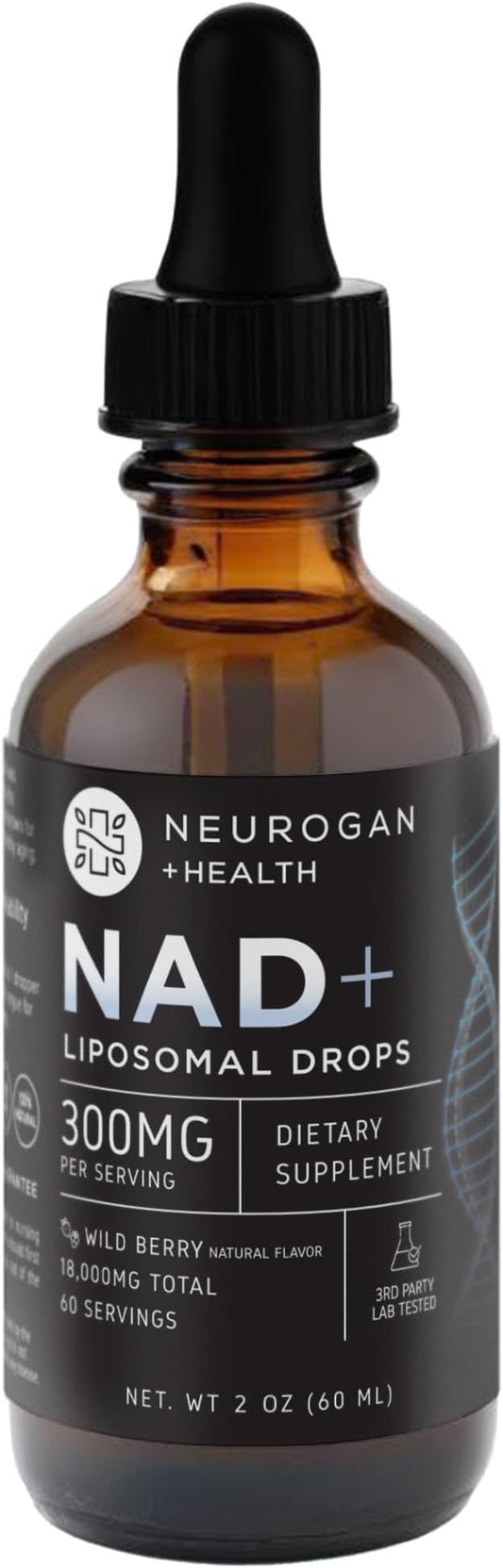 Neurogan NAD+ Liposomal Drops - 300mg Per Serving, 18,000mg Total - Liquid Drops Supplements - Cellular & Immune Support Supplement - Nicotinamide Adenine Dinucleotide for Women & Men