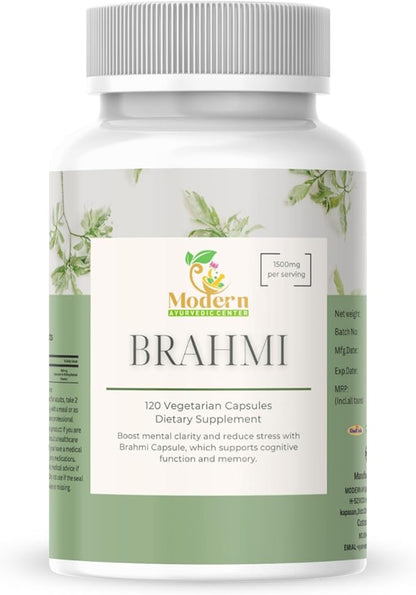 Brahmi Capsules – 120 Count | Herbal Brain & Wellness Support | Whole Green Superfood | Non-GMO, Gluten-Free