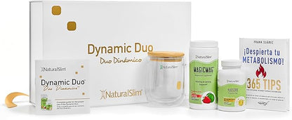 NaturalSlim Dynamic Duo Gift Set - Bundle of MagicMag Magnesium Powder, Kadsorb Potassium Caps, Despierta tu Metabolismo! Book, Double Glass Mug, & Premium Gift Box with Information Leaflet