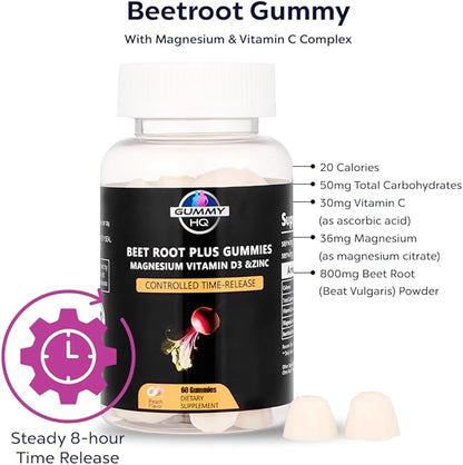 MAXIMIZE HQ Beetroot Gummies - Magnesium and Vitamin C - Fruit Juice Extract - Gluten Free