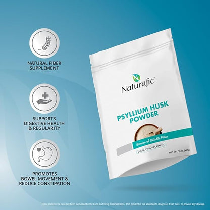 Psyllium Husk Powder – 100% Pure Natural Fiber for Digestive Health & Regularity, Non-GMO, Gluten-Free, Vegan, 32 oz – Supports Healthy Bowel Movements.