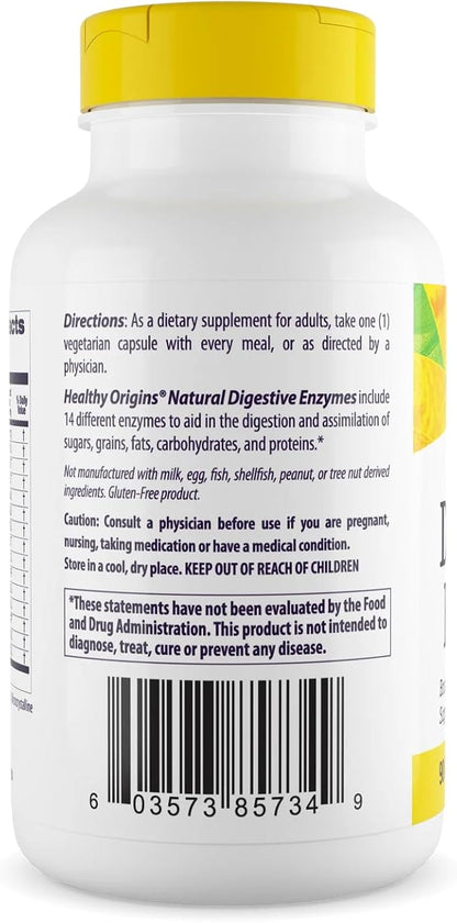 Healthy Origins Digestive Enzymes (Broad Spectrum, Non-GMO, Gluten Free, Digestive Support), 180 Veggie Caps