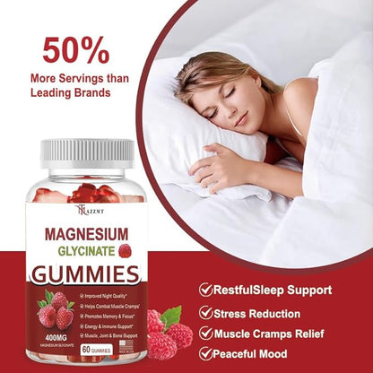 New Magnesium Glycinate 400mg, Sugar Free for Adults (30 Servings)
