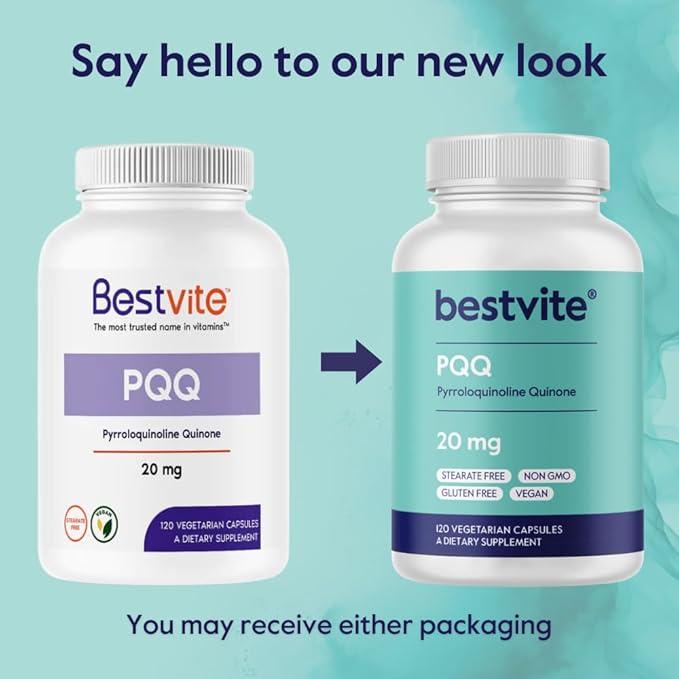 BESTVITE PQQ 20mg (Pyrroloquinoline Quinone) (240 Vegetarian Capsules) (120 x 2) - No Stearates - Vegan - Non GMO - Gluten Free