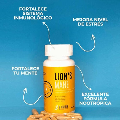 Lion's Mane, Nootropic, Supplement for Brain, Mushroom Complex, Maitake, Shitake, Focus, Natural Energy, Immune System, Concentration, Cardiovascular Health, Reduces Stress, 60 Capsules.