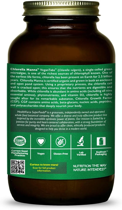 HealthForce SuperFoods Chlorella Manna - Tablets - 1200 Vegan Tablets