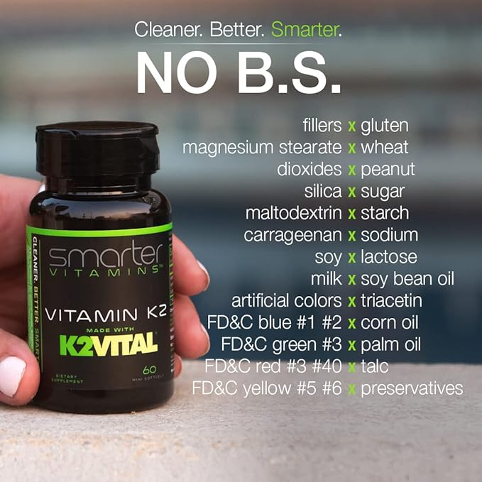 (3 Pack) Smarter Vitamin K2 MK7 100mcg, Made with K2VITAL and Kale, 180 Liquid Softgels