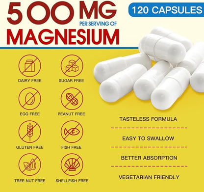 ZEBORA Magnesium Complex Supplement 500mg, 10 in 1 Chelated Magnesium - Magnesium Glycinate, Citrate, Malate, Plus More, with Vitamin D3 & Zinc for Nerve, Muscle & Bone Support, Vegan 99 Capsules