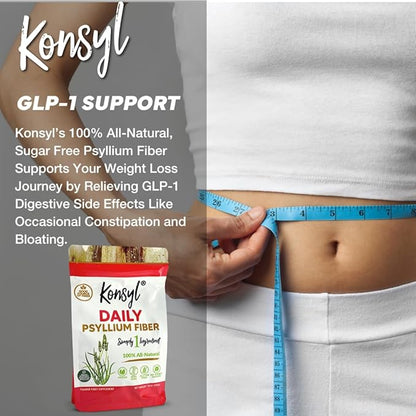 Konsyl Daily Psyllium Fiber Powder | 100% All-Natural Psyllium Husk for Gut & Digestive Health | No Sugar, No Fillers – 540g/19oz