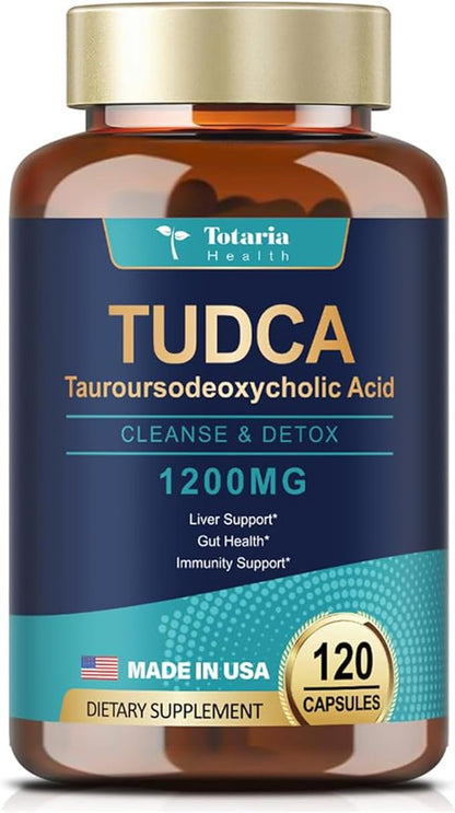 TUDCA Bile Salts 1200mg (Tauroursodeoxycholic Acid), 120 Capsules, Ultra Strength Pure TUDCA Liver Supplements, Liver and Gallbladder Cleanse & Repair, Vegan