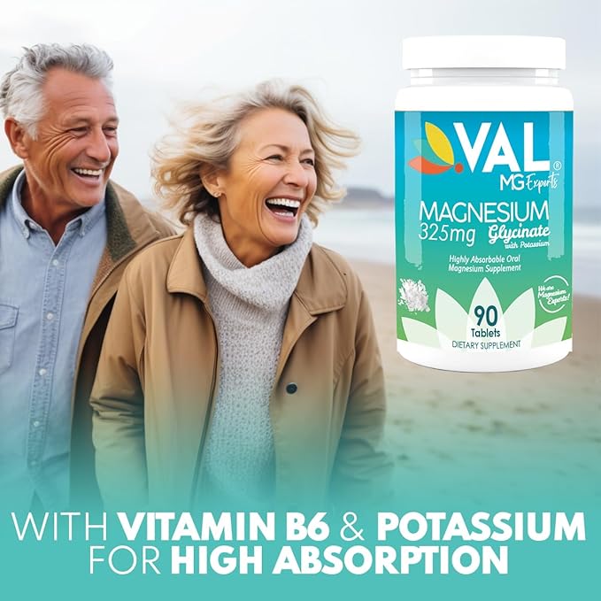 VAL MG Experts Magnesium Glycinate Plus B6 & Potassium - Stress Relief - 90 Tablets