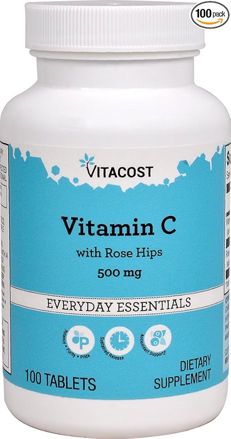 Vitacost Vitamin C with Rose Hips - Delayed Release - 500 mg - 100 Tablets