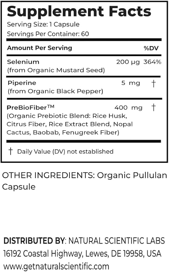 Selenium 200mcg Capsules - Organic Selenium Supplement for Antioxidant Support & Immune Health - Vegan, Gluten-Free, Non-GMO - 60 Capsules, 2-Month Supply - Premium Supplement by Natural Scientific
