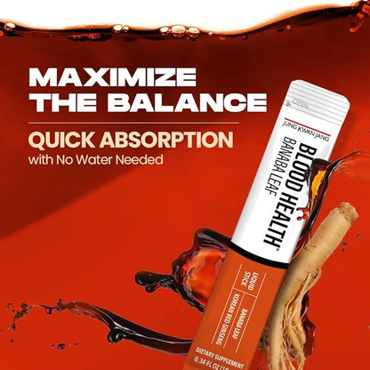 JungKwanJang Blood Health Banaba Leaf Extract (100mg), Carob Pods, Korean Red Ginseng Everytime Extract Sticks for Circulation, Post Meal, Energy, 10 Count