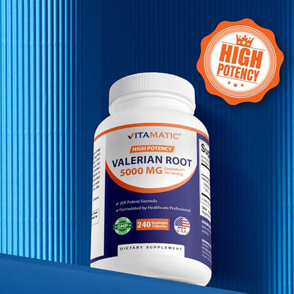 Vitamatic 2 Packs Valerian Root 20:1 Extract 250 mg - 240 Capsules - 20X Concentrated Extract