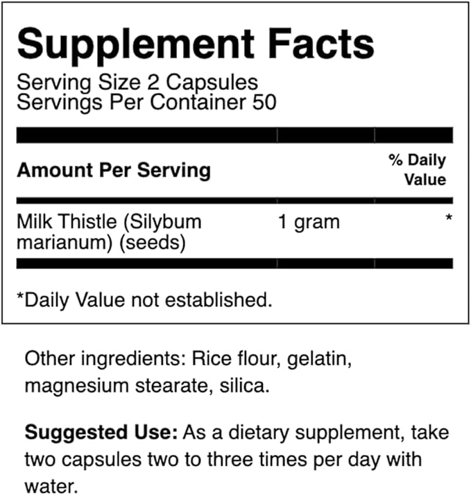 Swanson Milk Thistle-Herbal Liver Support Supplement-Natural Formula Helping to Maintain Overall Health & Wellbeing-(100 Capsules, 500mg Each)