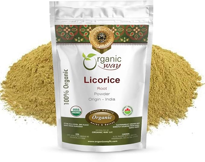 Organic Way Licorice Root Powder (Glycyrrhiza Glabra) - Herbal Tea | Kosher & USDA Certified | Vegan, Non-GMO & Gluten Free | Tested for Heavy Metal and Purity | 100% Raw from India (1LBS / 16Oz)