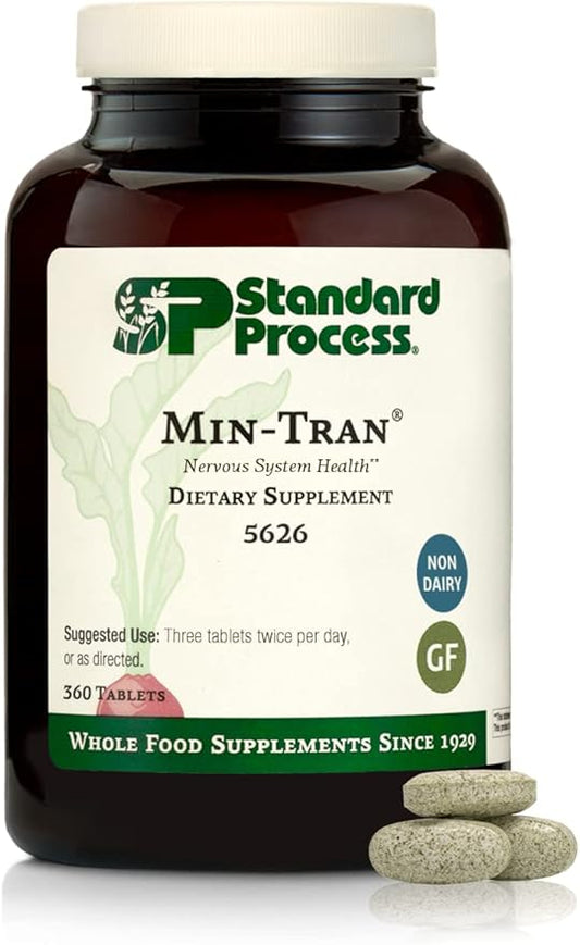 Standard Process Inc. Min-Tran - Whole Food Nervous System Supplements, Stress Relief with Iodine and Magnesium - Vegetarian, Gluten Free - 360 Tablets