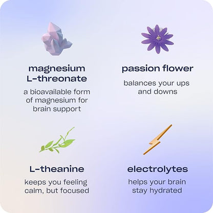 Recess Mood Powder, Calming Magnesium L-Threonate Blend with Passion Flower, L-Theanine, Electrolytes, Magnesium Calm Support Powder Supplement