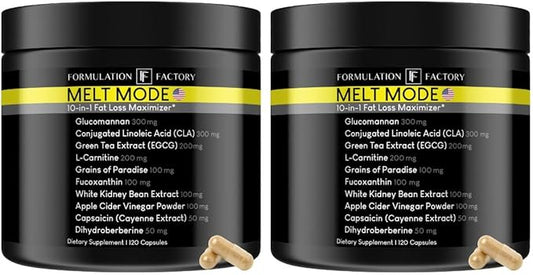 Melt Mode 10 in 1 Weight Management Supplement, Metabolism Booster & Natural Appetite Suppressant, Infused with Green Tea, L-Carnitine, CLA, Glucomannan & More 240 Count (Pack of 2)