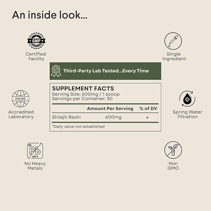 Pure Himalayan Shilajit Resin | High Potency Natural Supplement for Men | Boosts Energy, Focus & Mood | Fulvic Acid & 85+ Trace Minerals | Third-Party Lab Tested | 30 Servings